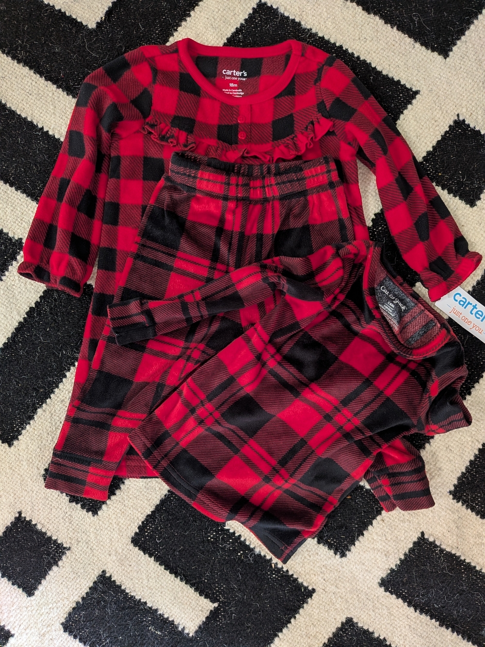 Carter's & Cat & Jack Red Buffalo Plaid Toddler Bundle - Size 18M NWT
